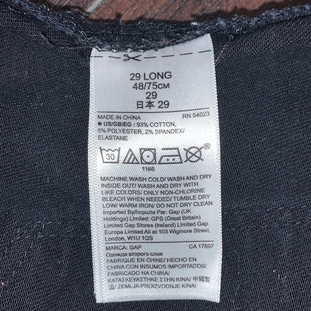 Gap Cotton Denim Black True Skinny Jeans, sz 29 Long/ 48/75cm.